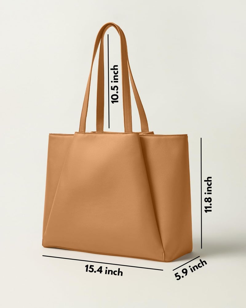 Apryl Work Tote Bags for Women 15.6 Inch - Laptop Tote Bag with Zip Compartments - Large PU Leather Office Purse Computer Briefcase - Image 5